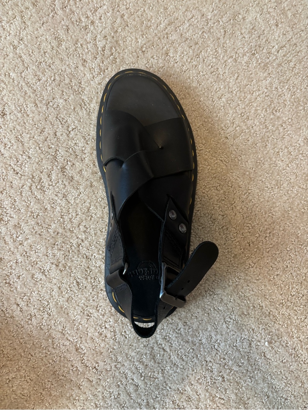 Dr. Martens Black Leather Cross-Strap Sandals - Picture 3 of 5